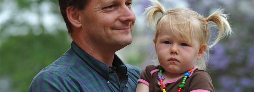 Beautiful girl and proud father